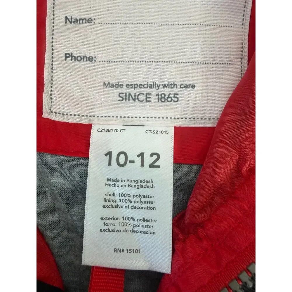 Carter’s Firefighter Rain Jacket Boys Sz 10/12 Red Black School Outdoors